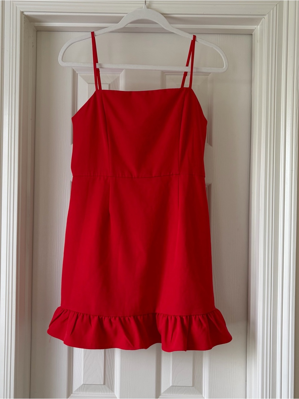 TCEC Bright Red Ruffle-Hem Dress